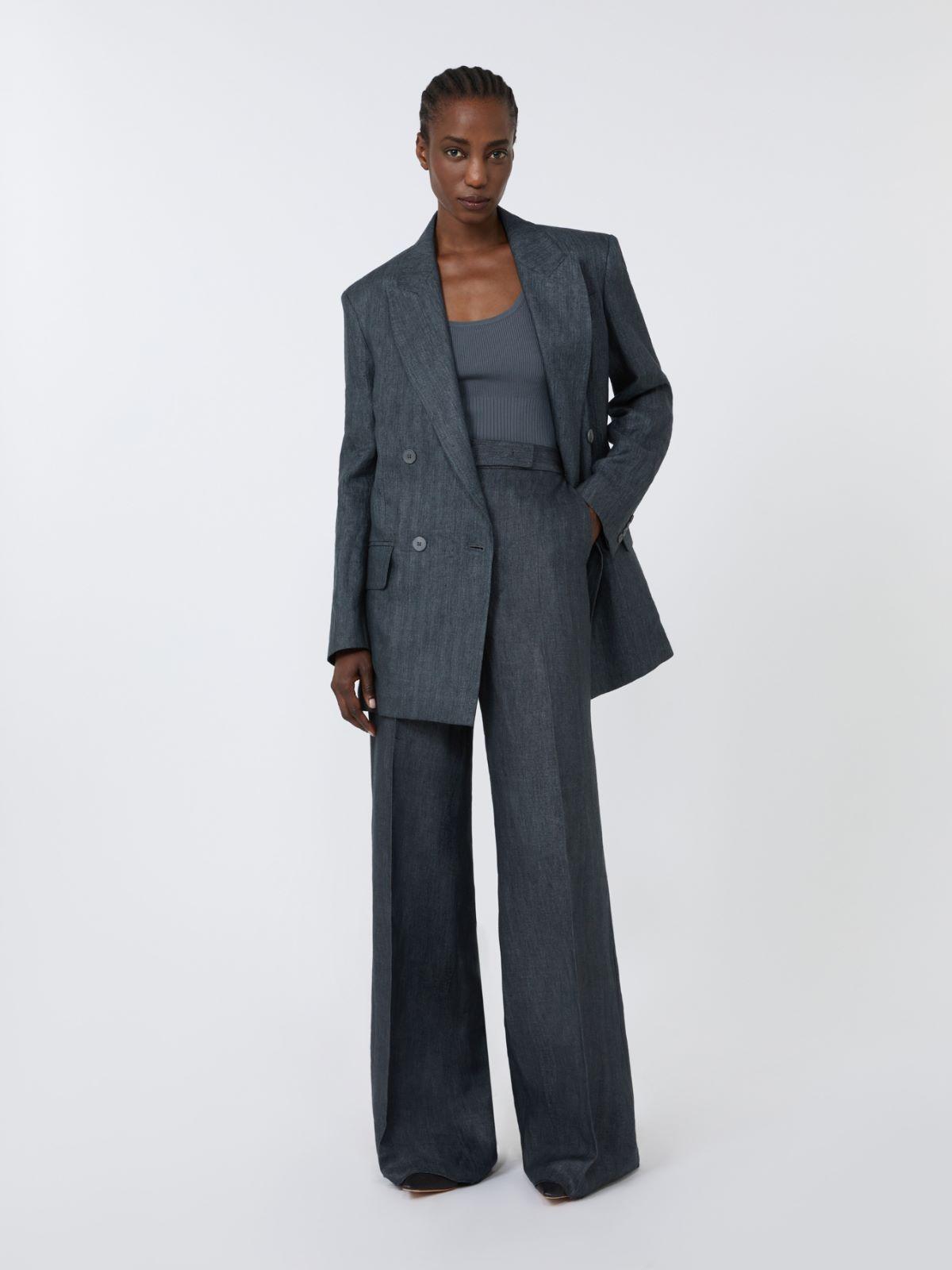 Herringbone linen twill trousers by MAX MARA