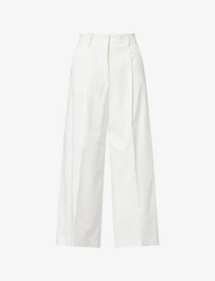 High-Rise Straight-Leg Cotton-Blend Trousers by MAX MARA