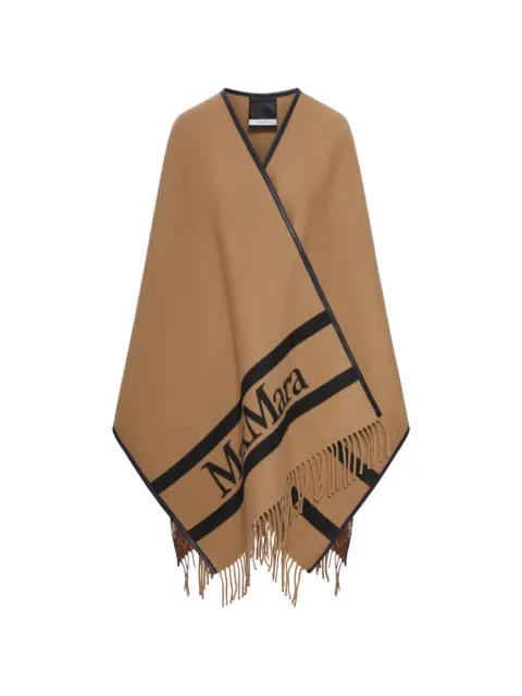 Hilde fringed logo poncho by MAX MARA