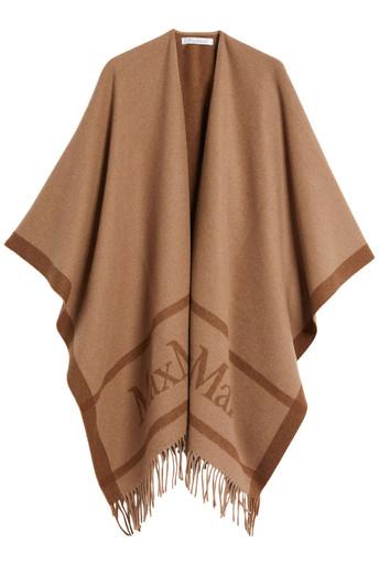 Jacquard logo-decorated wool poncho by MAX MARA