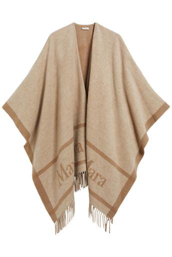 Jacquard logo-decorated wool poncho by MAX MARA