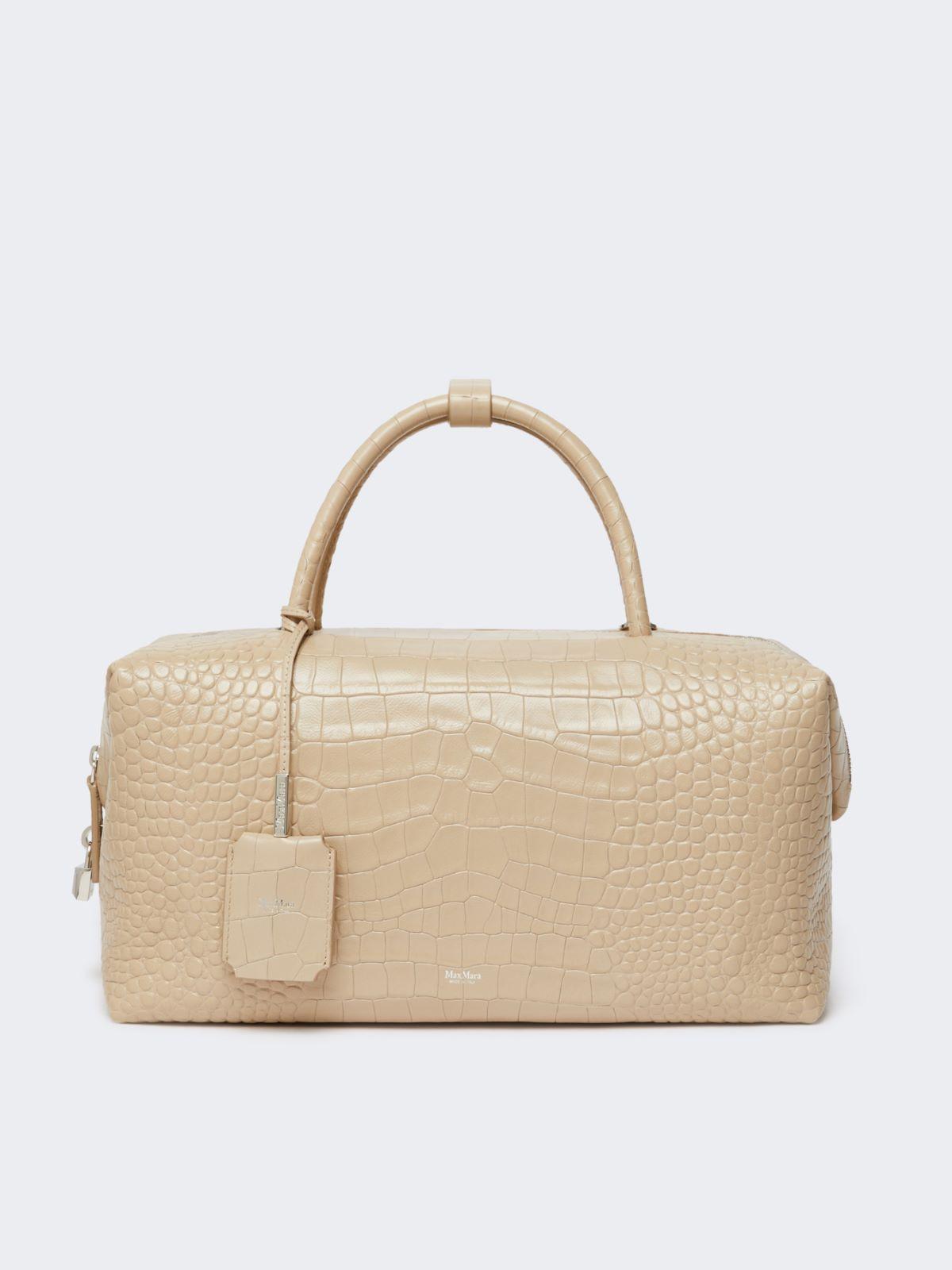 Large, crocodile-print leather Boston bag by MAX MARA