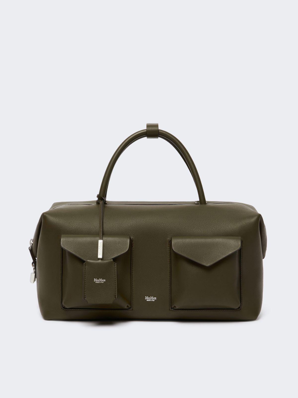 Large leather Boston bag with pockets by MAX MARA