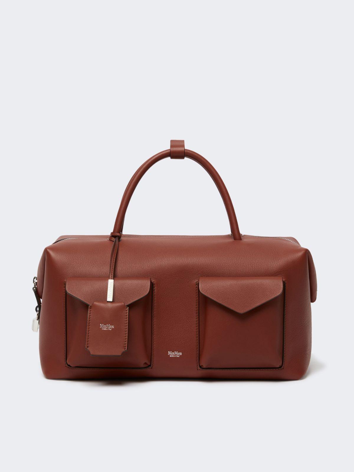 Large leather Boston bag with pockets by MAX MARA