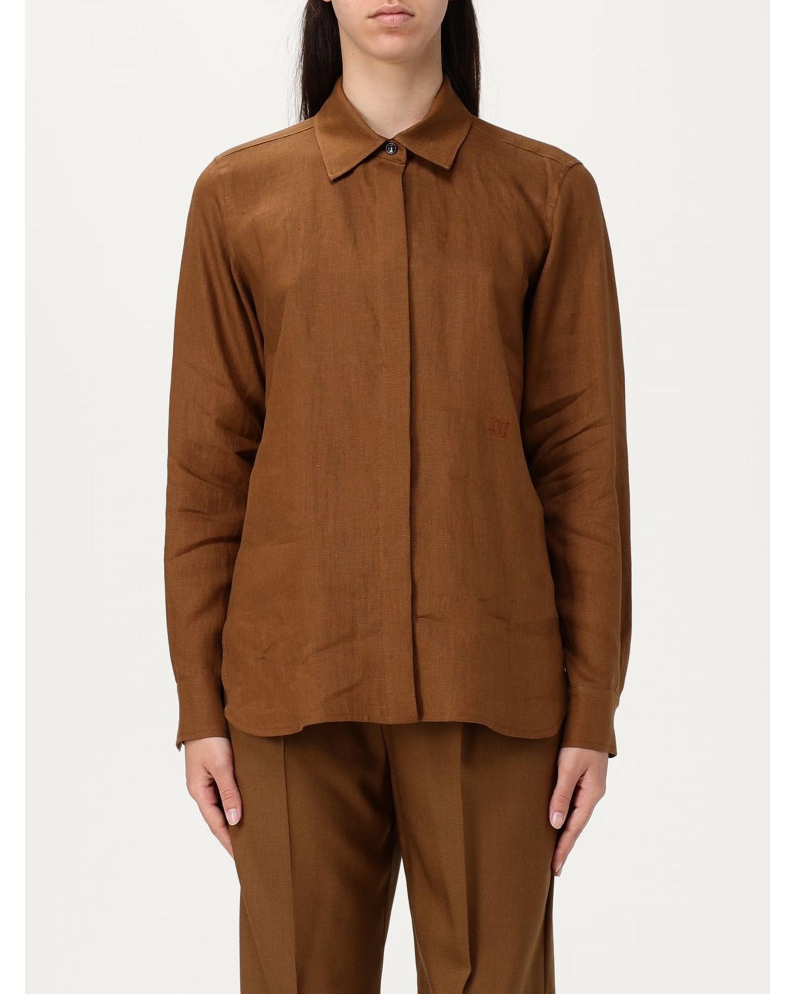 Linen Classic Blouse Shirt Wo - Tobacco by MAX MARA