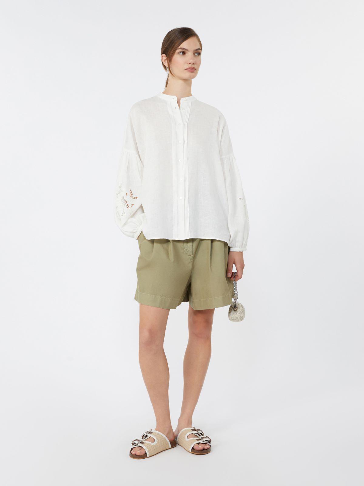 Linen canvas mandarin-collar shirt by MAX MARA