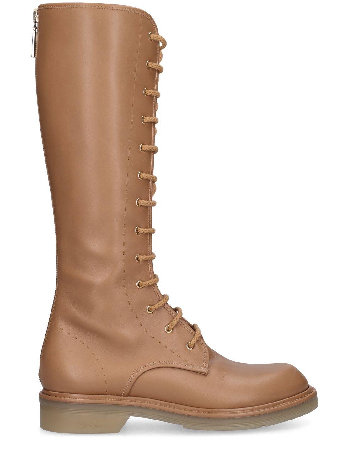 Lvr Exclusive Leather Combat Boots by MAX MARA