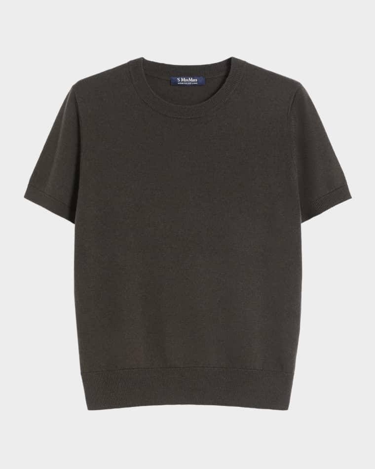Magenta Wool Short-Sleeve Crewneck Sweater by MAX MARA