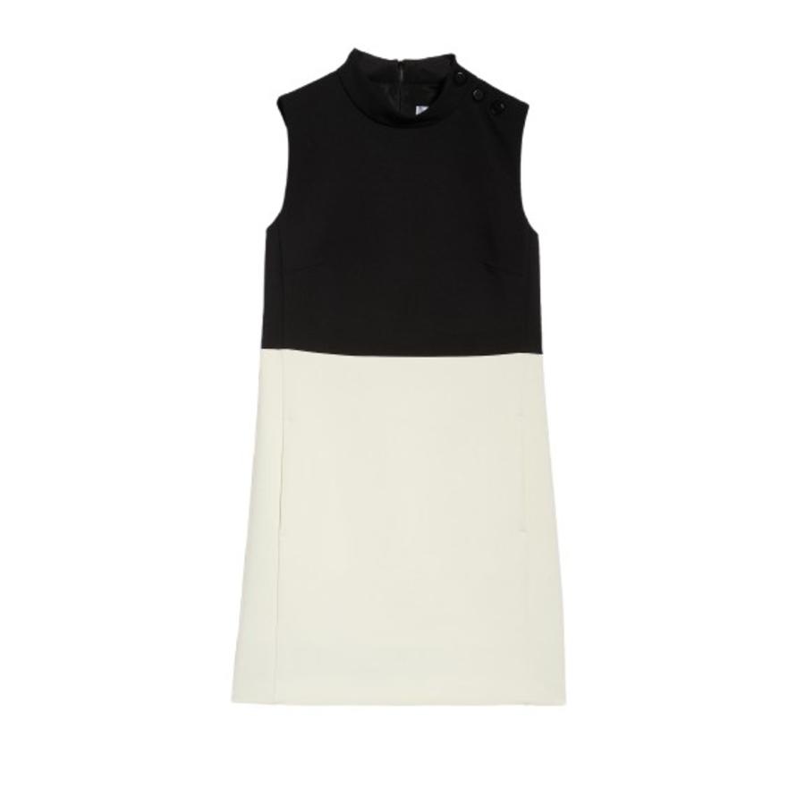 Max Mara Ladies Black Fauno Wool Colorblocked Shift Minidress by MAX MARA