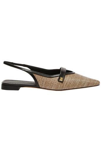 Maxmara accessori 2 uscita - smooth raffia-effect fabric flat sandals by MAX MARA