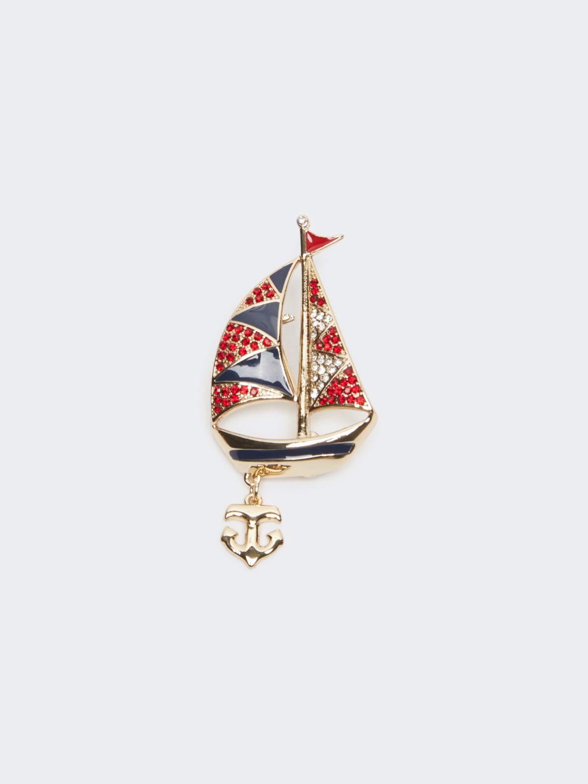 Metal brooch with rhinestones by MAX MARA