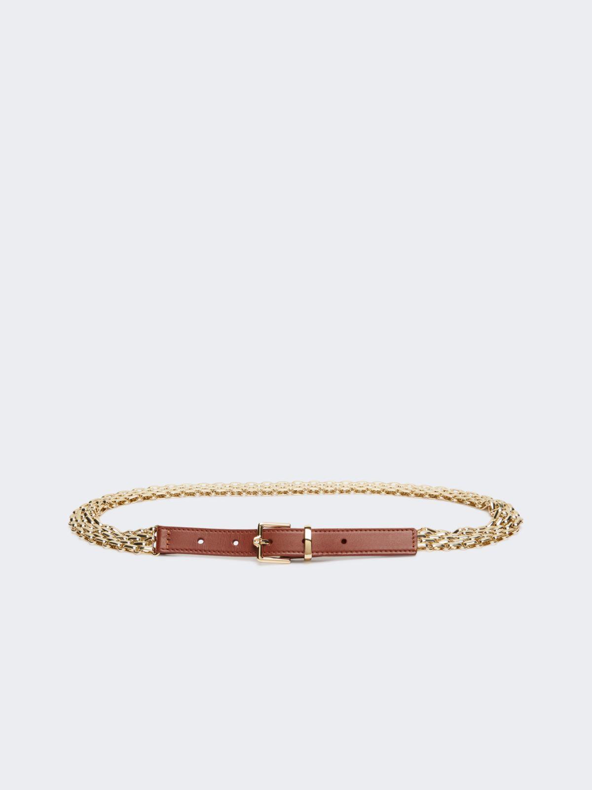 Metallic chain and leather belt by MAX MARA