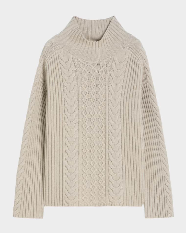 Miele Wool Cable Knit Turtleneck Sweater by MAX MARA