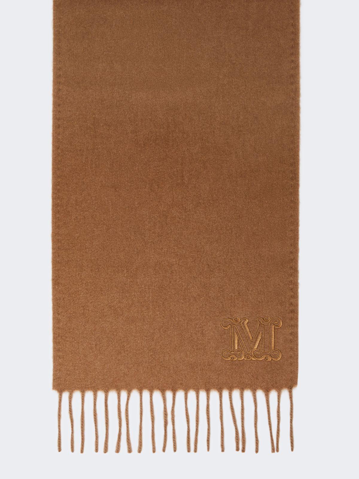 Monogram-embroidered camel stole by MAX MARA