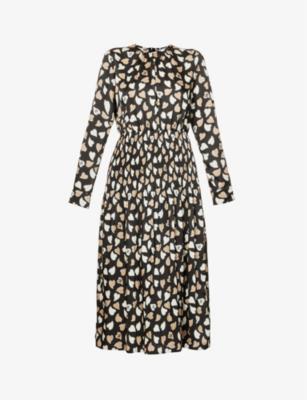 Nostoc heart-print woven midi dress by MAX MARA | jellibeans