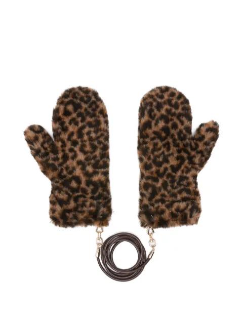 Ombrat leopard-pattern mittens by MAX MARA