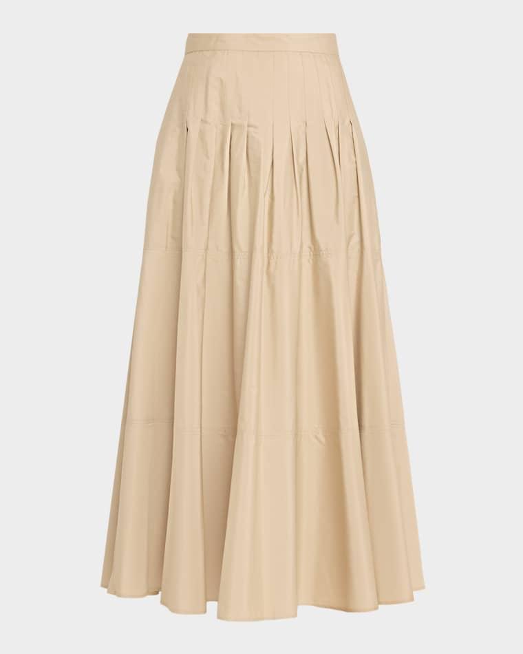 Opera Pleated Cotton Poplin Maxi Skirt by MAX MARA