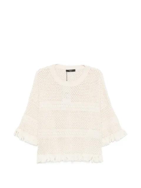 Palato fringe-trimmed crochet-knit sweater by MAX MARA