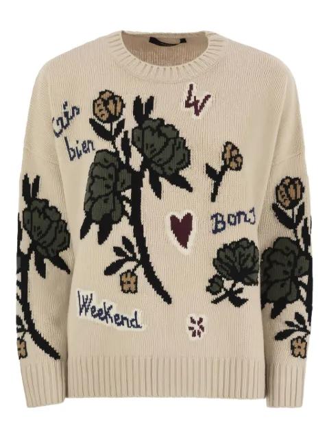 Pavidi floral-embroidered wool sweater by MAX MARA