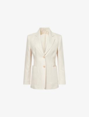 Peak-Lapel Patch-Pocket Linen Blazer by MAX MARA