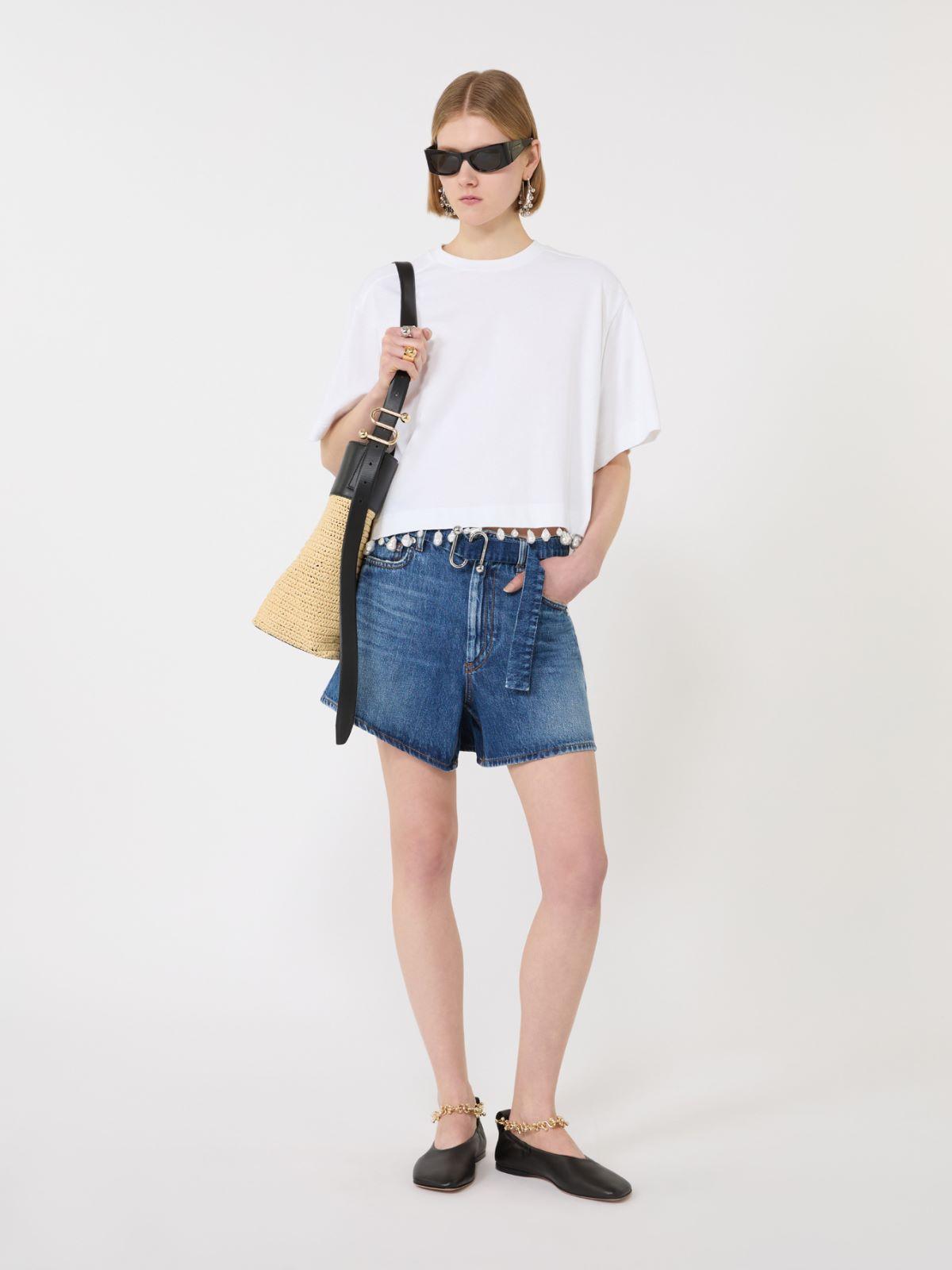 Pearl-embroidered cropped T-shirt by MAX MARA
