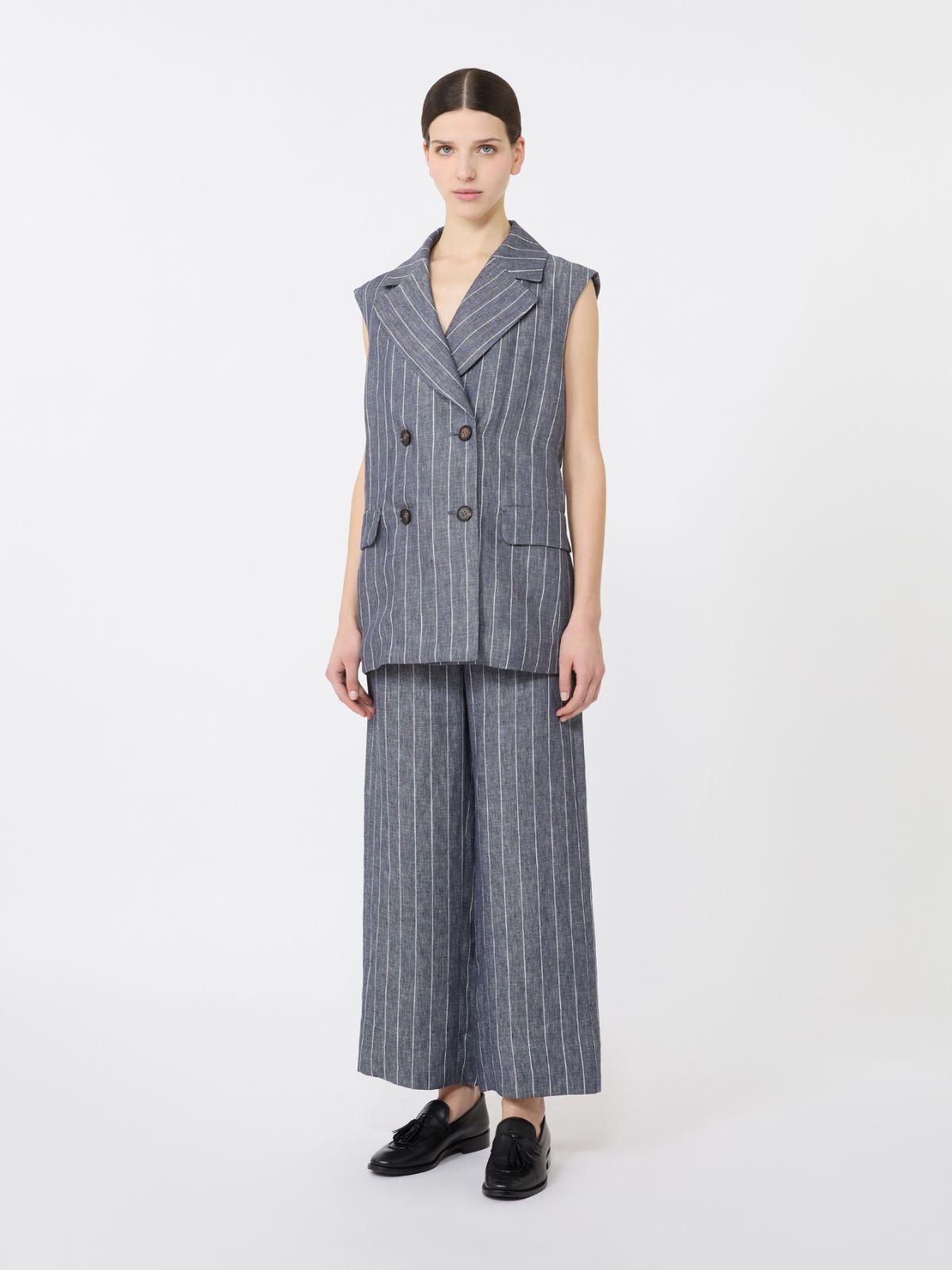 Pinstriped linen Batavia gilet with a denim effect by MAX MARA