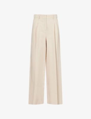 Pleat Wide-Leg Linen-Blend Trousers by MAX MARA