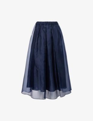 Pleated Semi-Sheer Silk Midi Skirt by MAX MARA