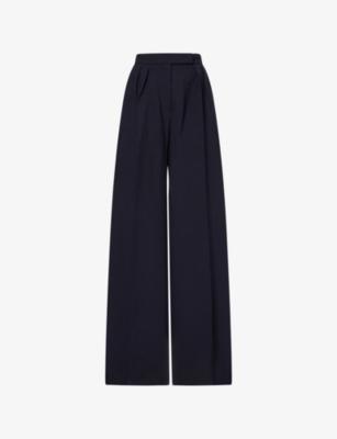 Pleated Straight-Leg Wool Seersucker Trousers by MAX MARA