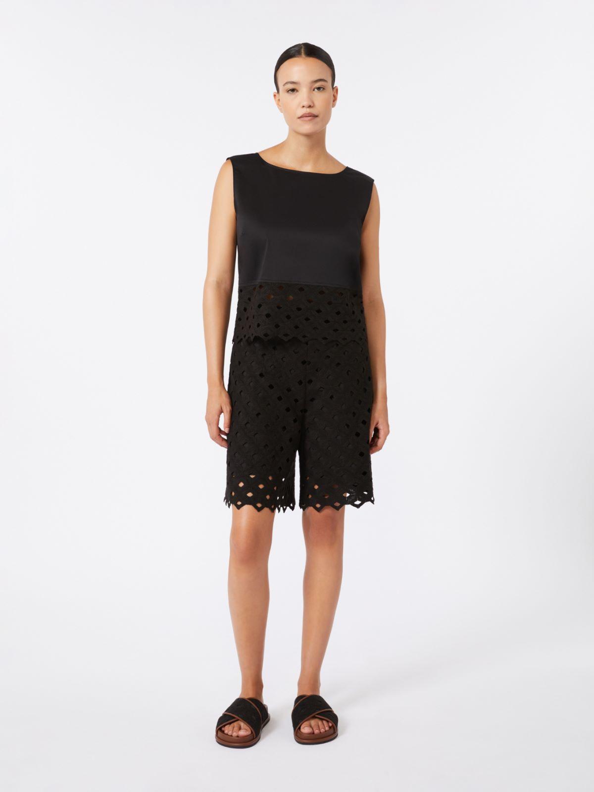 Poplin and macramé lace top by MAX MARA