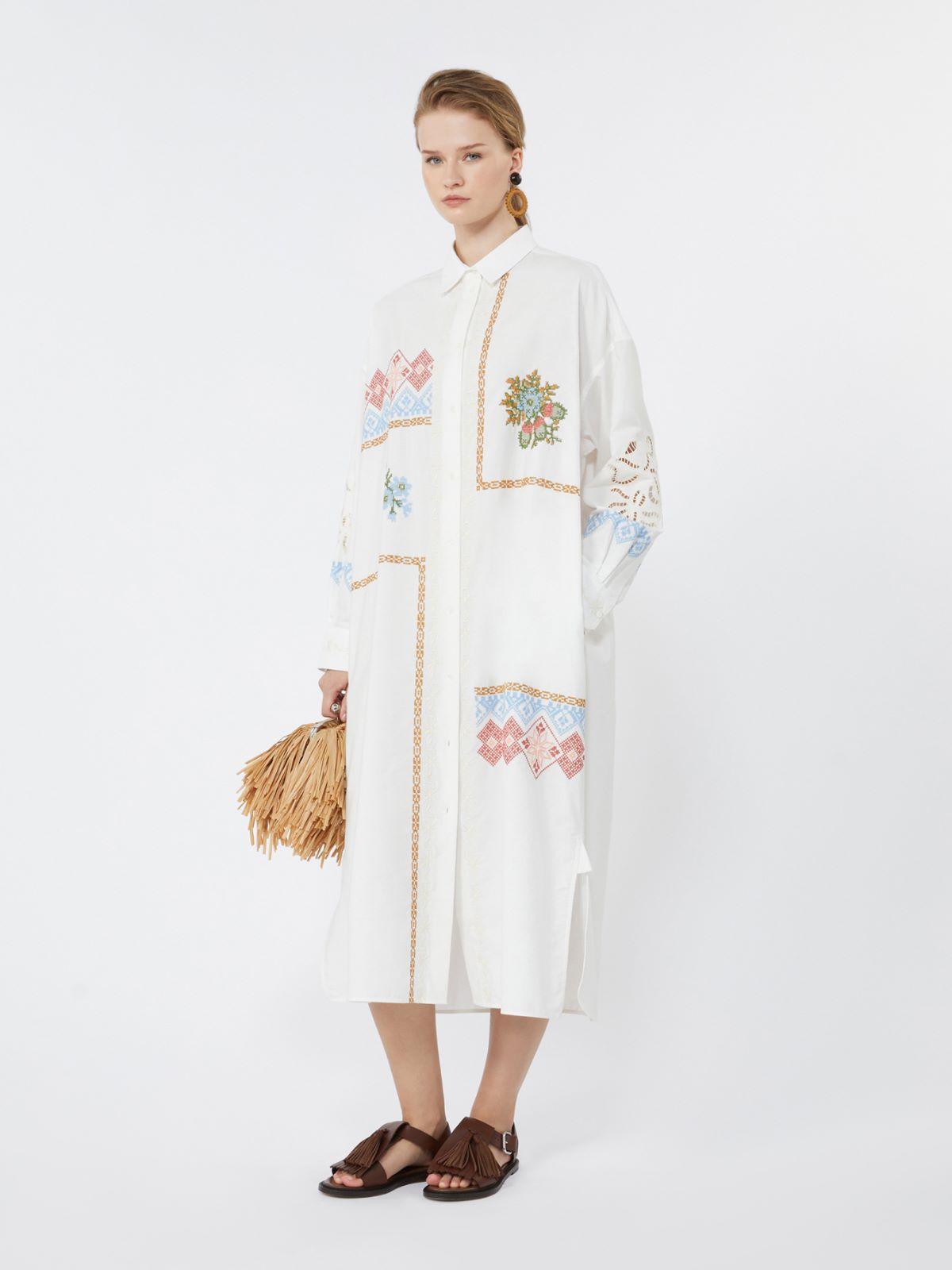 Poplin shirt dress with embroideries by MAX MARA