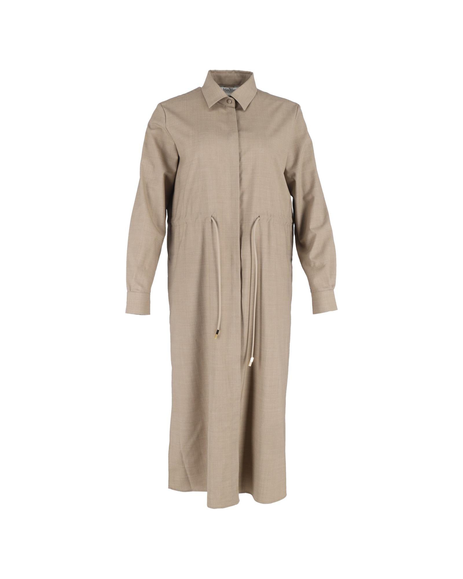 Preloved Shirt Dress Drawstring Waist Wo - Brown | Ochre Midi by MAX MARA