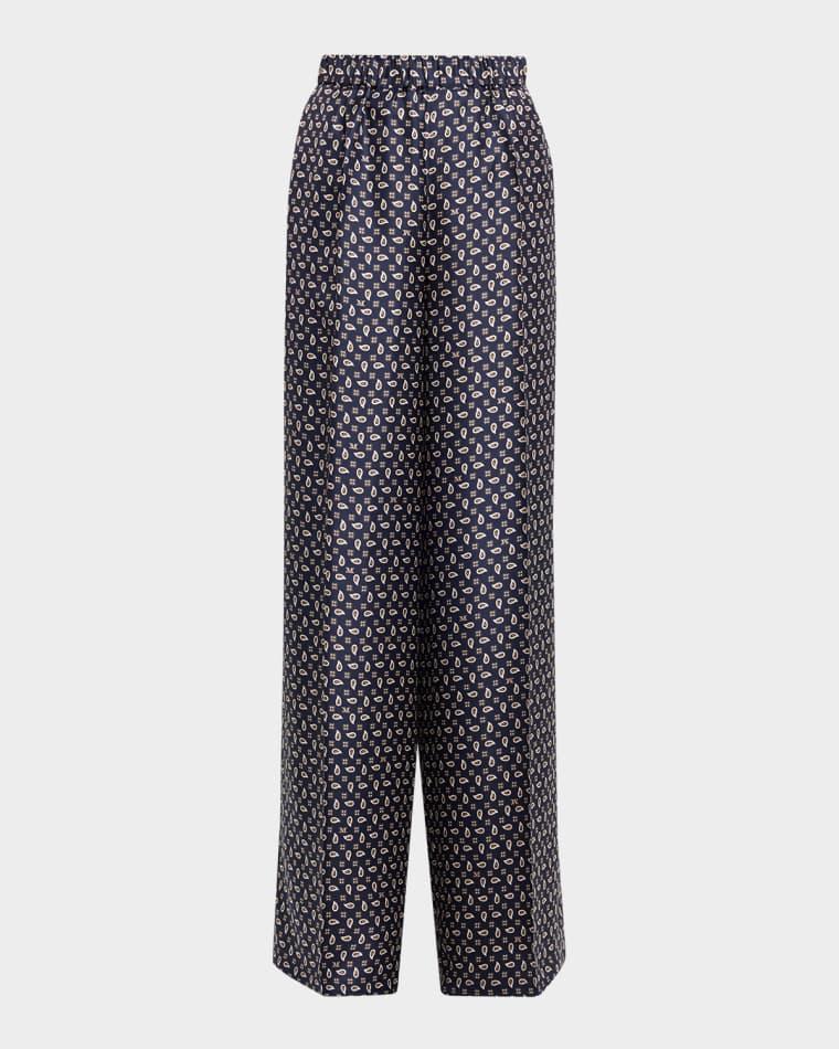 Printed Wide-Leg Silk Trousers by MAX MARA
