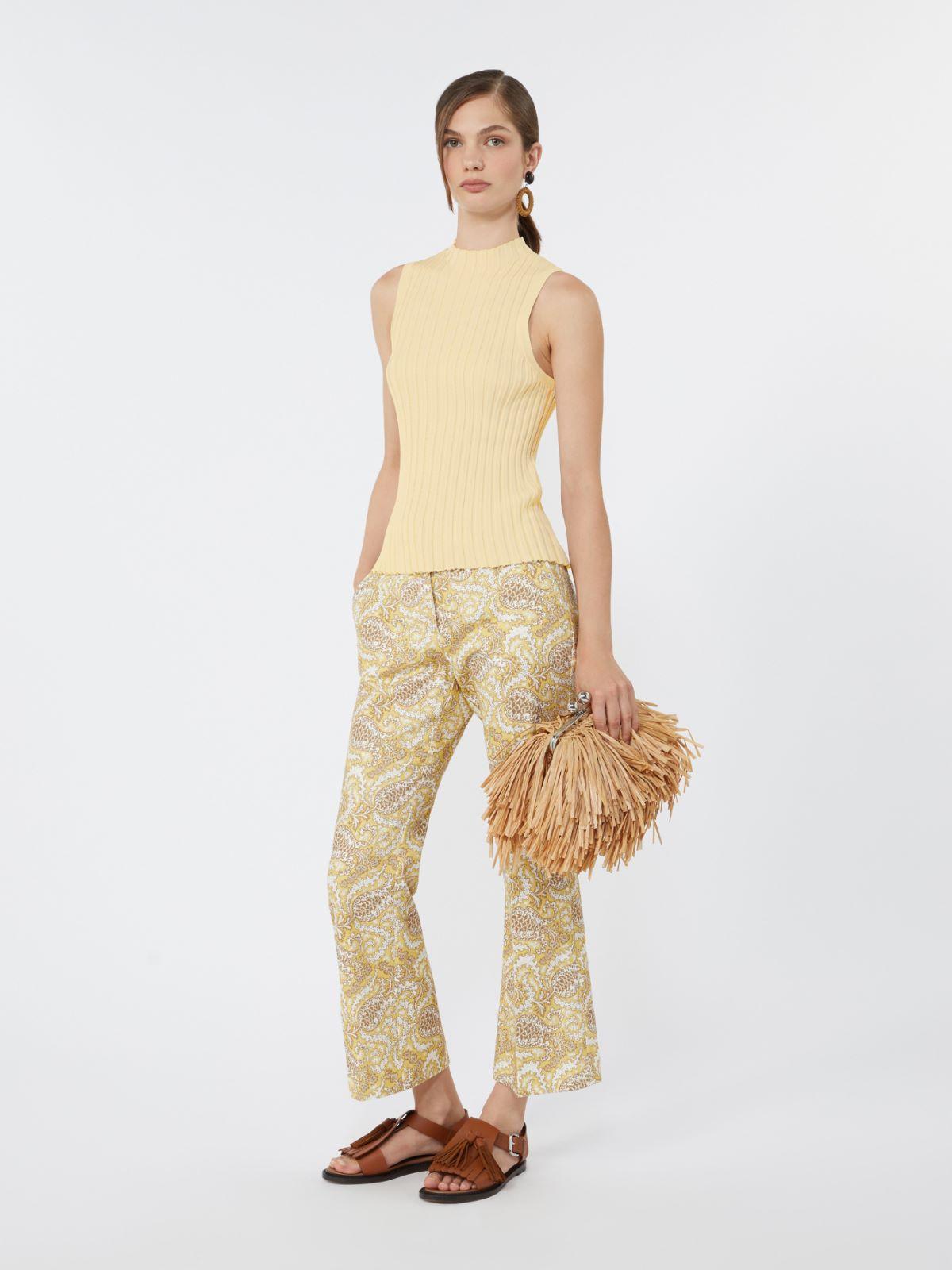 Printed basketweave cotton trousers by MAX MARA