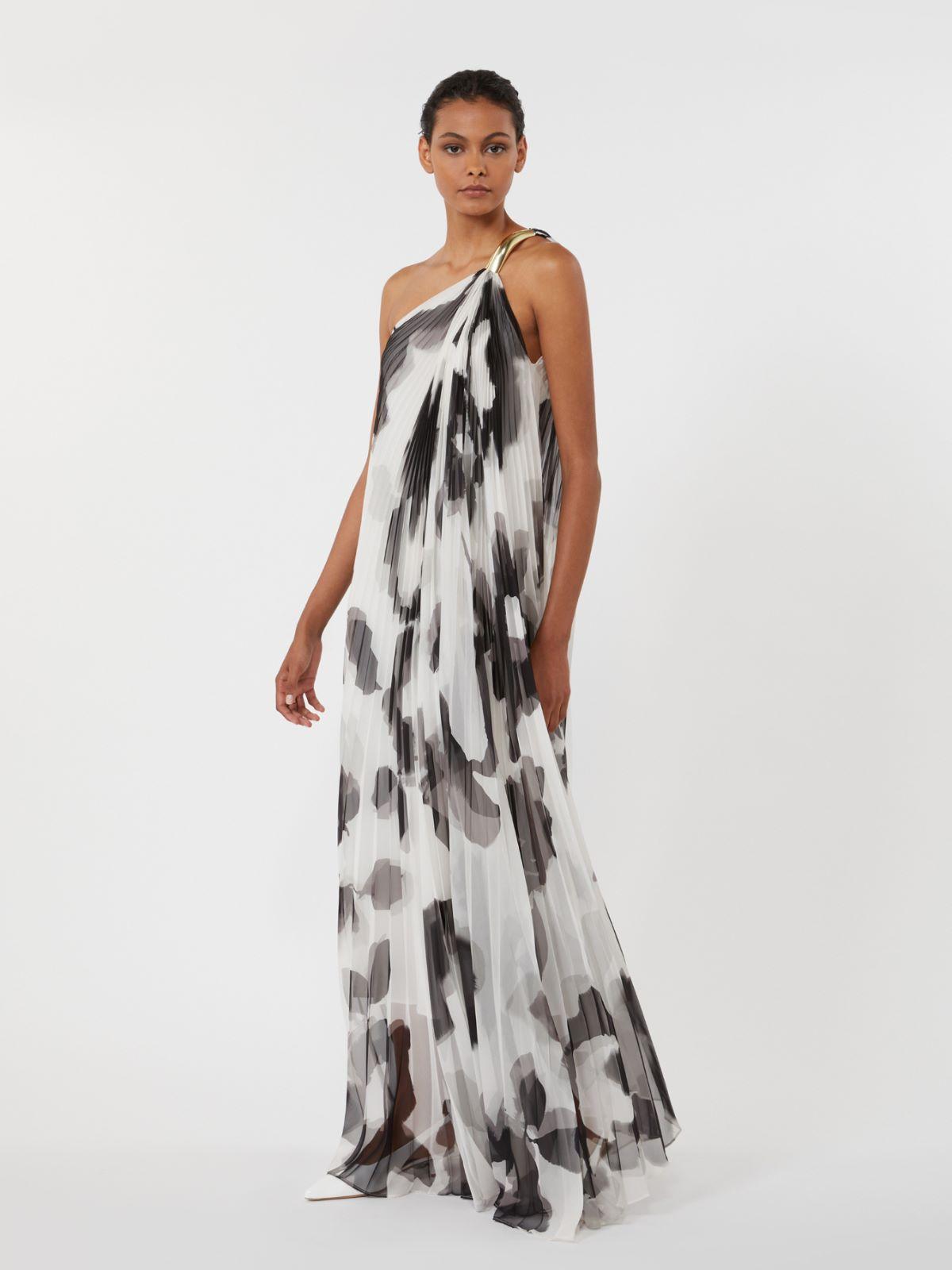 Printed chiffon one-shoulder dress by MAX MARA