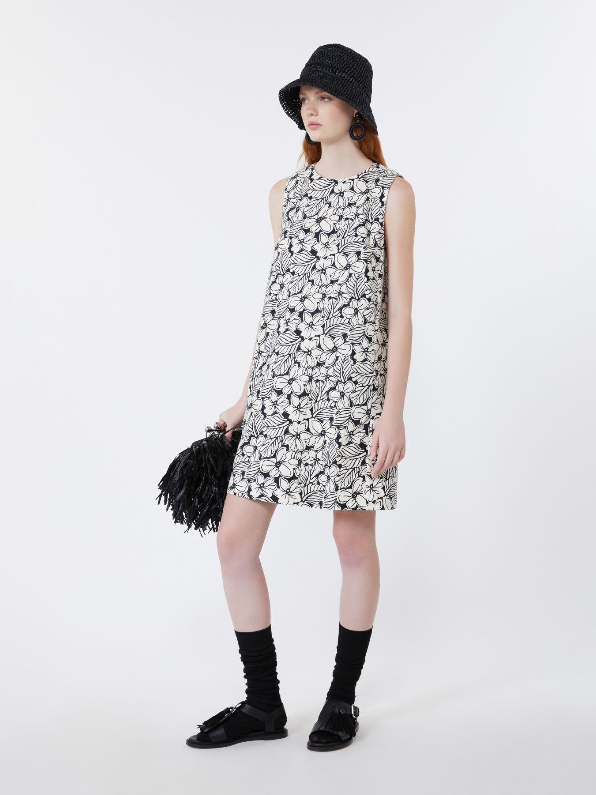Printed cotton basketweave A-line dress by MAX MARA