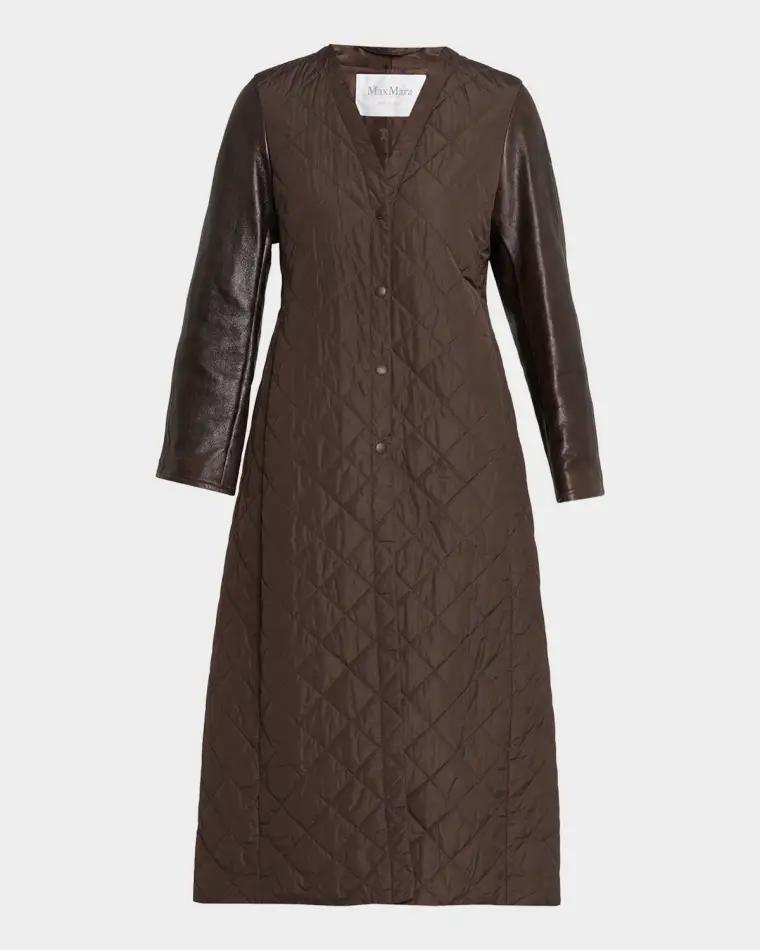 Quilted Leather-Sleeve Coat by MAX MARA