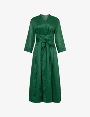 Ramie Pleated Woven Midi Dress by MAX MARA