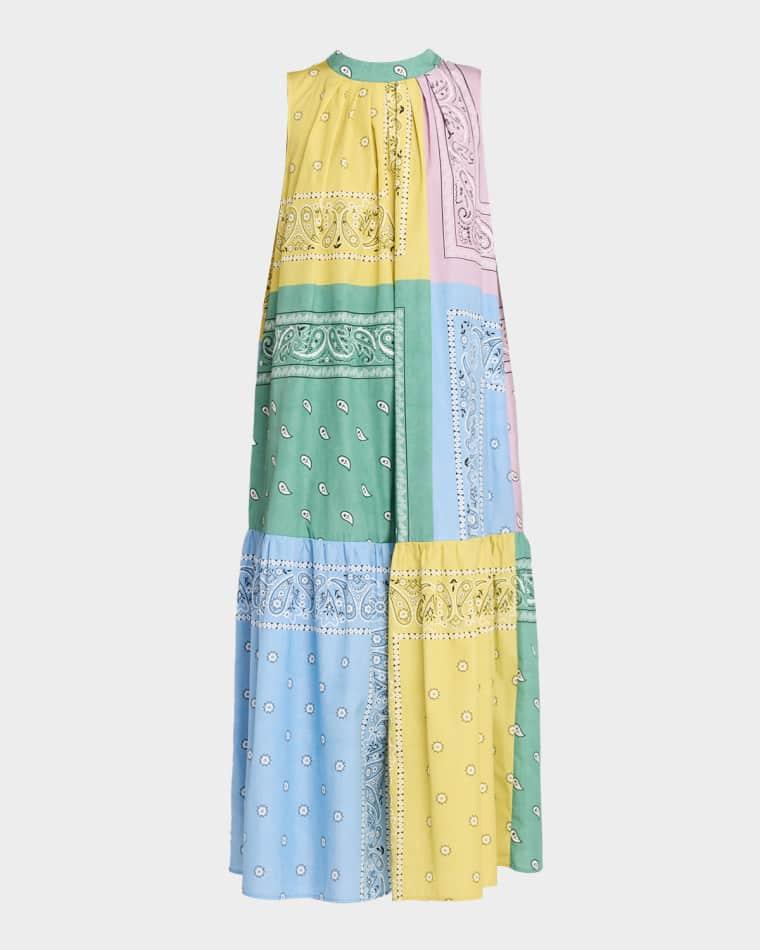Regno Patchwork Cotton Trapeze Midi Dress by MAX MARA