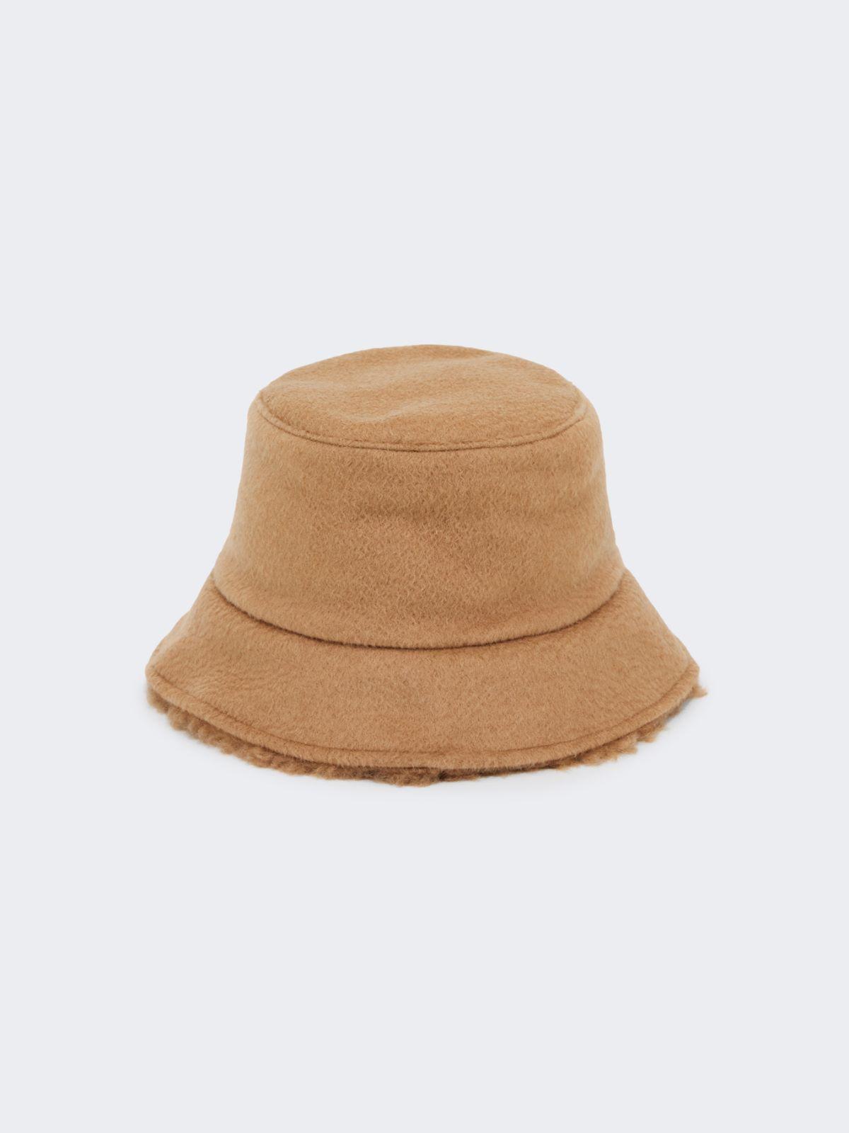 Reversible camel and Teddy fabric cloche hat by MAX MARA