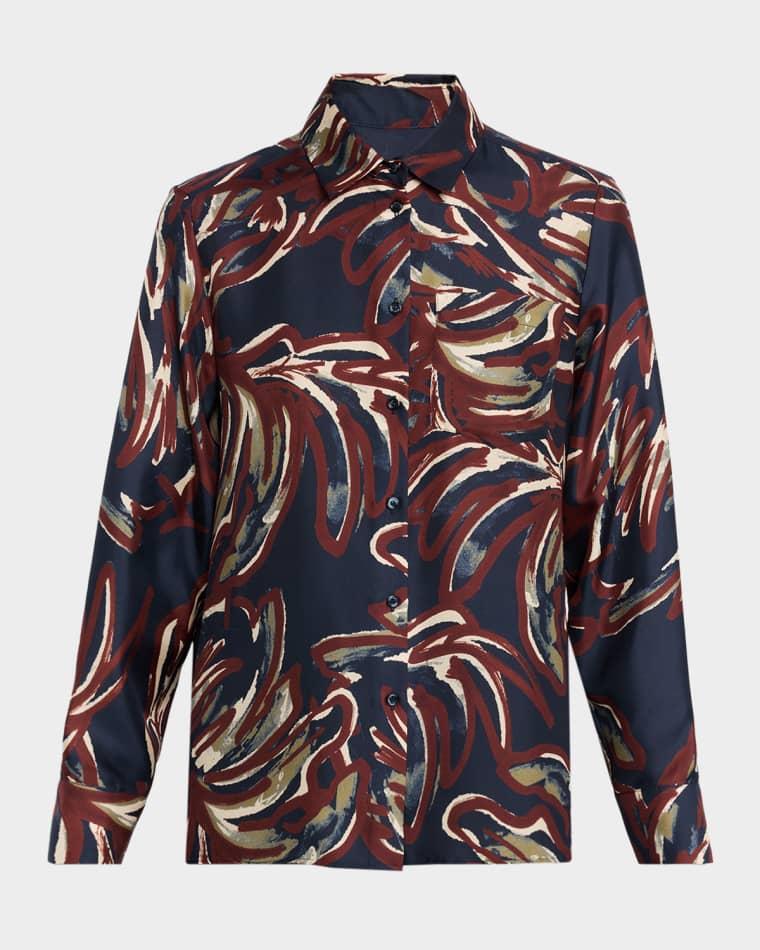 Rive Printed Silk Button-Front Shirt by MAX MARA Rive Printed Silk Button-Front Shirt by MAX MARA
