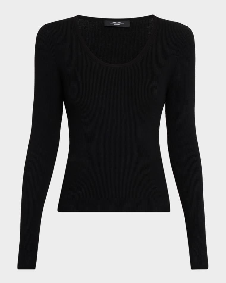 Scoop-Neck Rib Knit Sweater by MAX MARA