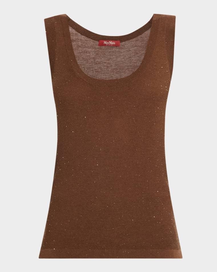 Sequin Silk-Wool Knit Tank Top by MAX MARA