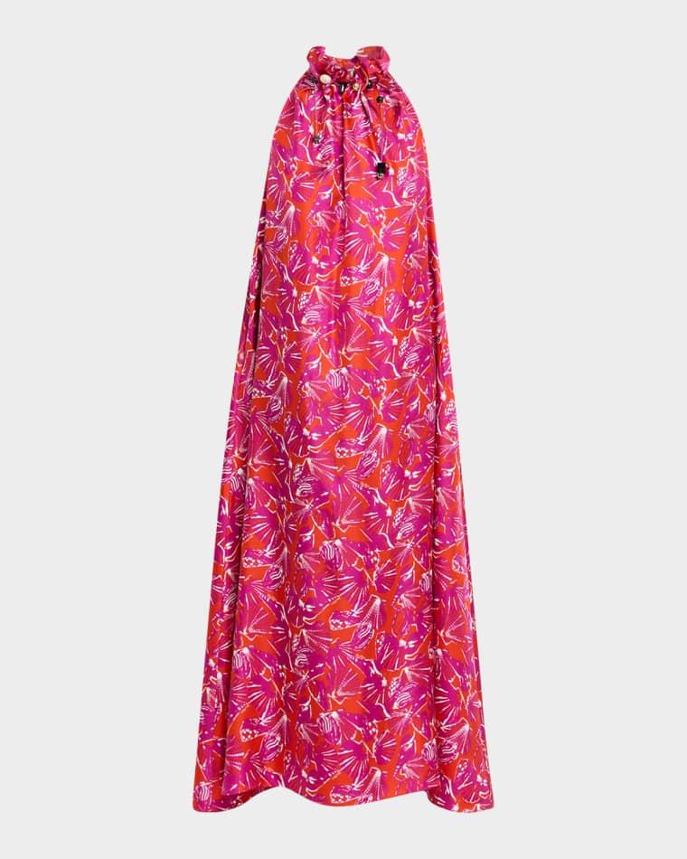 Shell-Print Trapeze Silk Maxi Dress by MAX MARA