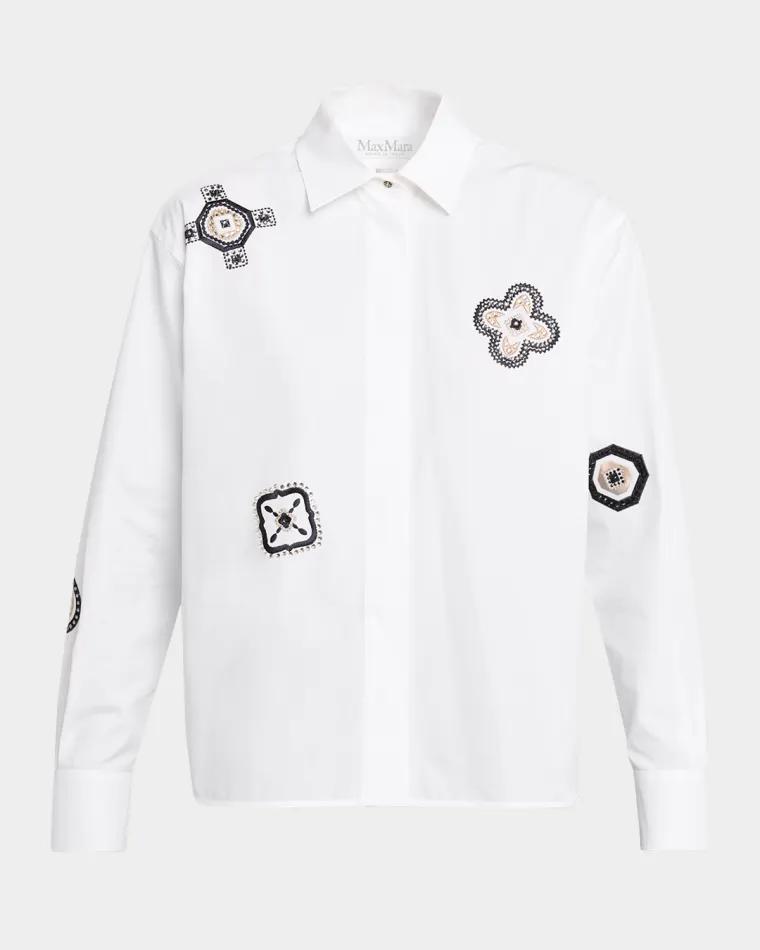 Shock Embroidered Cotton Poplin Shirt by MAX MARA