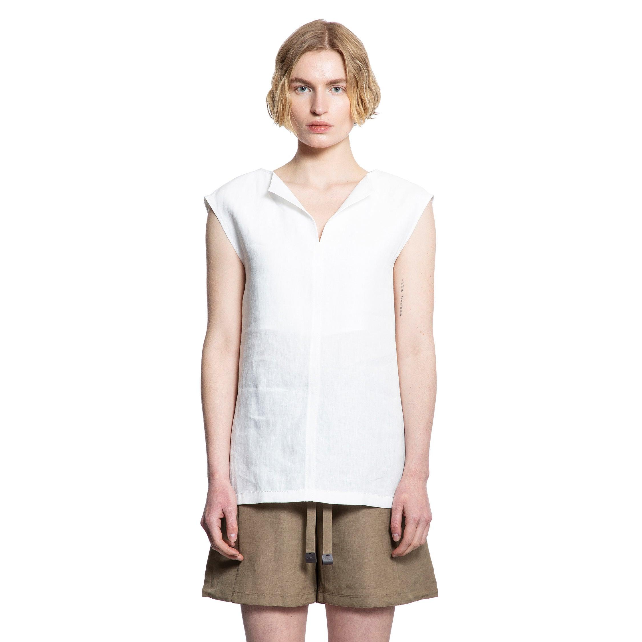 Sleeveless V-Neck Top in Linen by MAX MARA