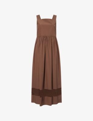 Square-Neck Crochet-Panel Cotton Midi Dress by MAX MARA
