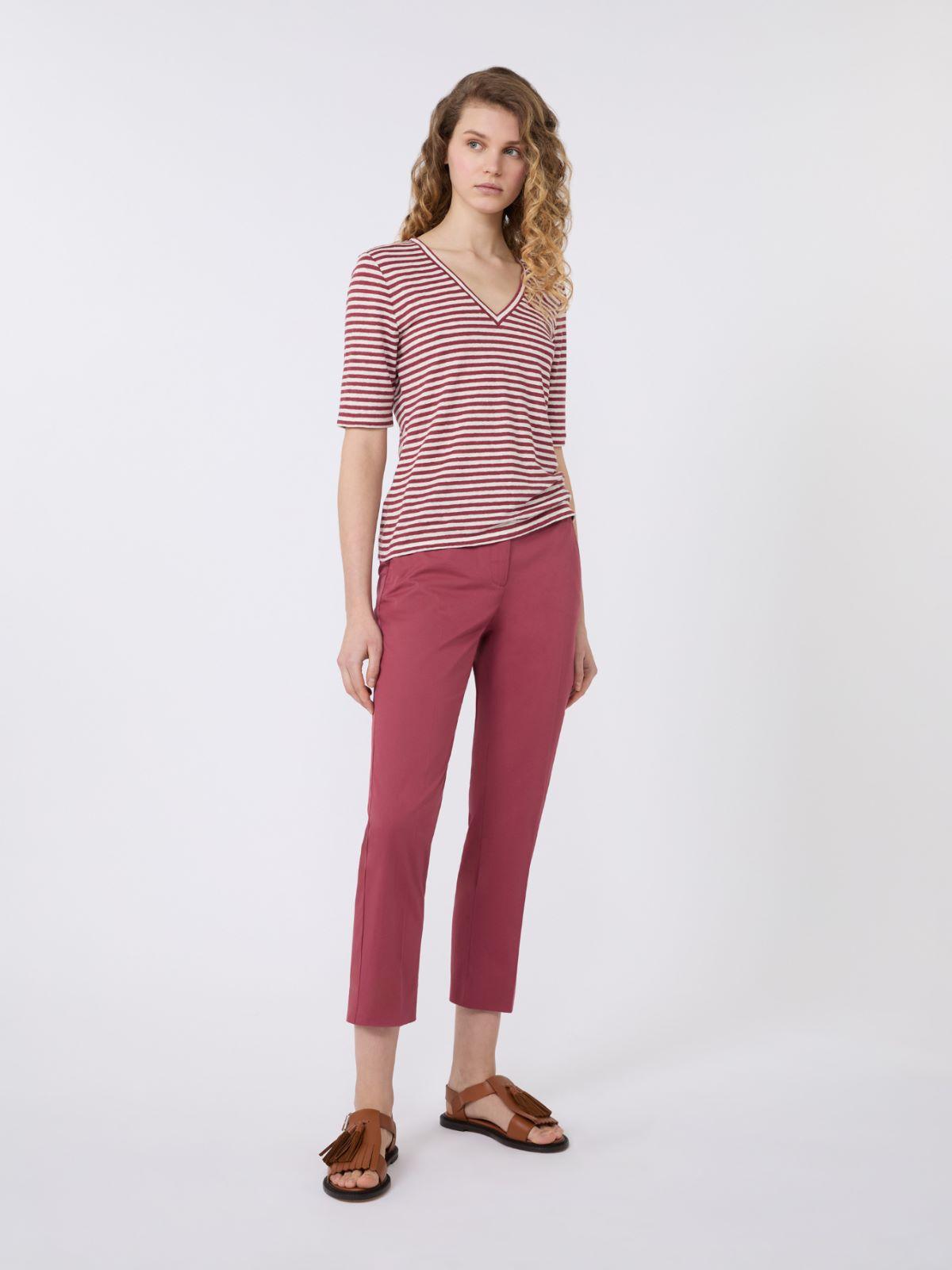 Stretch linen jersey V-neck T-shirt by MAX MARA