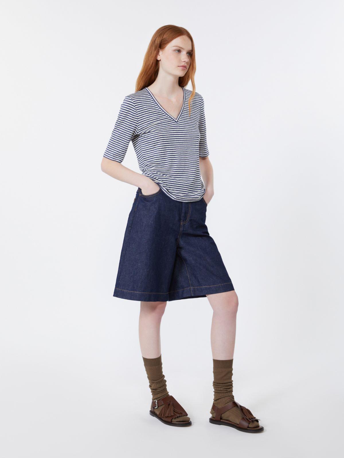 Stretch linen jersey V-neck T-shirt by MAX MARA
