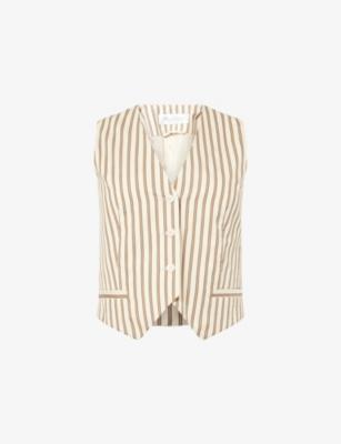 Stripe-Print V-Neck Cotton and Silk-Blend Vest by MAX MARA